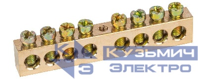 Шина NO-122-30 PEN "земля-ноль" 8х12мм 8/1 крепеж по центру латунь ЭРА Б0047245