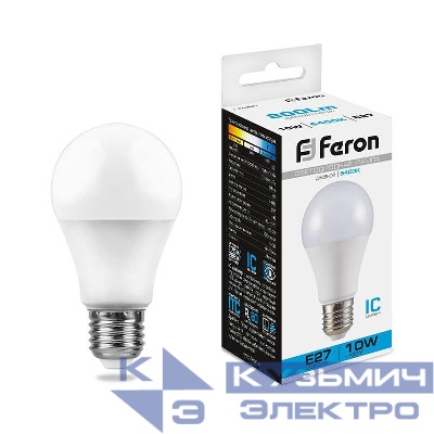Лампа светодиодная LB-92 10Вт A60 грушевидная 6400К E27 230В FERON 25459