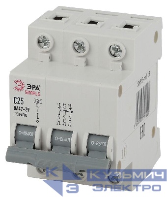 Выключатель автоматический модульный 3п C 25А 4.5кА ВА 47-29 SIMPLE-mod-23 ЭРА Б0039240
