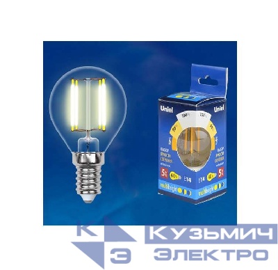 Лампа светодиодная LED-G45-5W/WW/E14/CL/MB GLM10TR форма "шар" прозр. Multibright свет теплый бел. 3000К 100-50-10 упак. картон Uniel UL-00002369