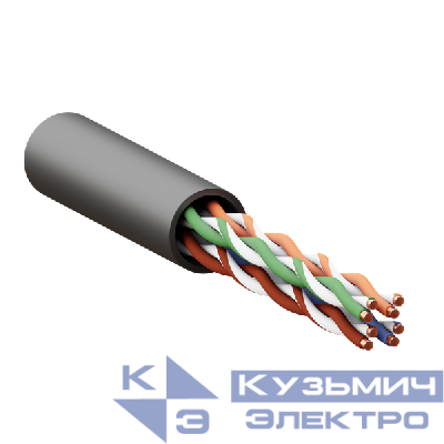 Кабель витая пара U/UTP кат.5E 4 пары 24 AWG solid внешн. LDPE черн. (м) TERACOM PRO EKF TRP-5EUTP-04PE-BK-OUT3