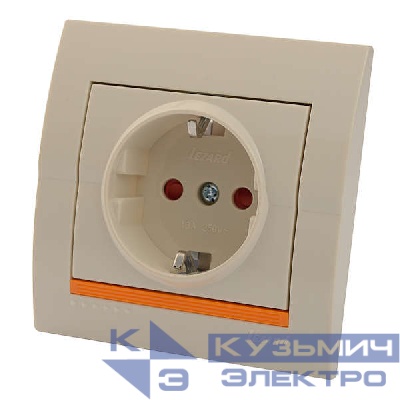 Розетка 1-м СП Deriy 16А IP20 защ. шторки бакелит крем. LEZARD 702-0303-124B