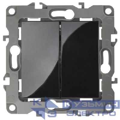 Выключатель 2-кл. СП Эра12 12-1104-06 10А IP20 250В 10AX механизм черн. Эра Б0014650