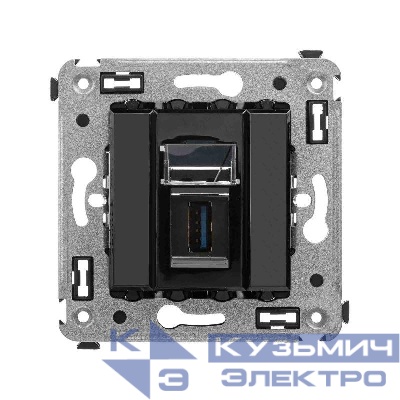 Розетка USB 3.0 1-м СП Avanti "Черный квадрат" тип А-А DKC 4402303