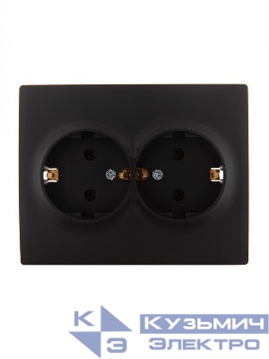 Розетка 2-м СП Karina с заземл. термопласт черн. бархат LEZARD 707-4200-127B