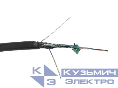 Кабель волоконно-оптический 8 (SМ - 9/125), наружный, двойная стальная проволока в качестве силового элемента, PE, черный, 2000м "L"