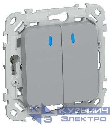 Выключатель 2-кл. СП FLITE ВС12-1-1-ФлС 10А с индикацией механизм сер. IEK FI-V20-1-10-1-K03