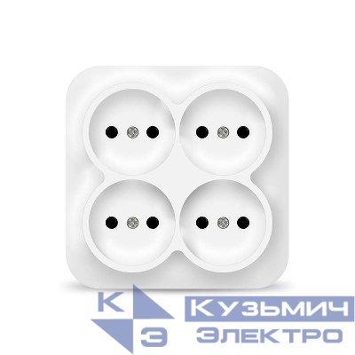 Розетка 4-м ОП 10А IP20 квадрат. без заземл. бел. IONICH 1448
