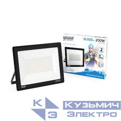 Прожектор светодиодный Elementary 200Вт 6500К IP65 16800лм 200-240В ДО черн. GAUSS 691511200