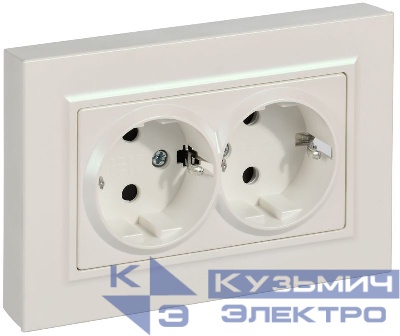 Розетка 2-м СП BRITE РСшПл12-3-БрЖ 16А в сборе с заземл. защ. шторки плоская жемчуж. IEK BR-R28-16-K36-F