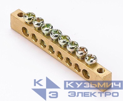 Шина нулевая 8 групп/крепеж по краям 6х9мм DEKraft 32002DEK