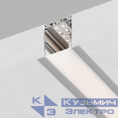 Профиль встраиваемый CAB255 51х35 L2000 "Линии света" в комплекте 2заглушки 4 крепежа алюм. серебр. FERON 10363
