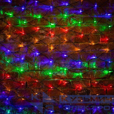 Гирлянда светодиодная "Сеть" 2х1.5м 288LED мультиколор 24Вт 220-240В IP65 провод ПВХ черн. Neon-Night 215-029