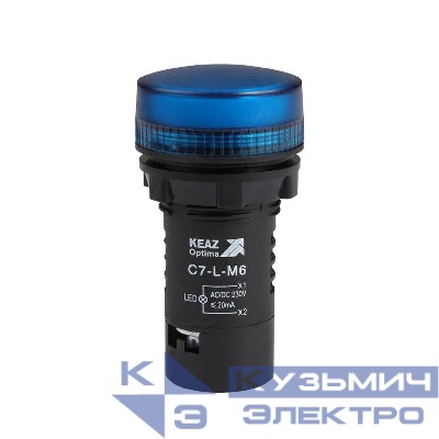 Лампа светодиодная OptiSignal Compact D22 С7-L-M6 син. 230В AC/DC XB7EV06MP КЭАЗ 362162