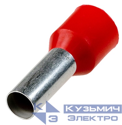 Штыревой втулочный кабельный наконечник E 10-12 (НШВИ F=12мм) 10мм2, изолированный, красный, 100шт., NETKO Optima
