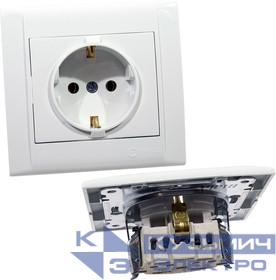 Розетка 1-м СП Defne 16А IP20 с заземл. бел. Makel 42001008