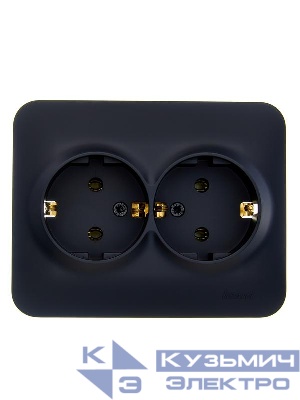 Розетка 2-м СП ASTI 16А IP20 с заземл. термопласт черн. бархат LEZARD 7081-4200-127B