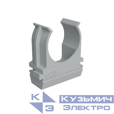 Держатель для труб (клипса) KM-KK-20 d20мм пластик сер. (уп. 100шт) КМ LO67225