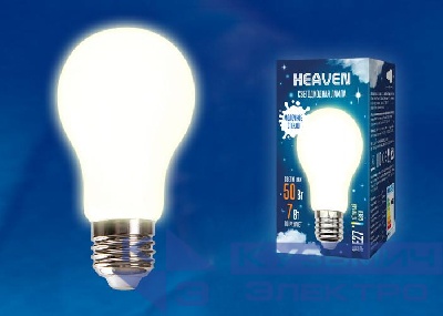 Лампа светодиодная LED-A60-7W/3000K/E27/FR GLH01WH Heaven 7Вт матовая 3000К тепл. бел. E27 (упак. картон) Uniel UL-00004839