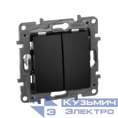 Выключатель 2-кл. СП Etika 10А IP20 250В 10AX авт. зажимы механизм антрацит IEK 672602