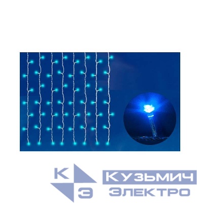 Занавес светодиодный ULD-C2030-240/TWK BLUE IP67 с эффектом мерцания 3х2м соединяемый 240LED cиний свет провод бел. Uniel UL-00001358