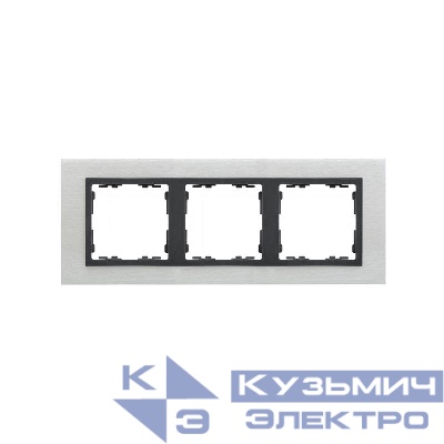 Рамка 3-м Simon82 Nature матов. сталь вставка графит Simon 82837-31