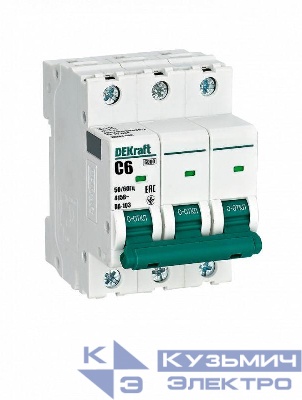 Выключатель автоматический модульный 3п C 6А 6кА ВА-103 DEKraft 12301DEK