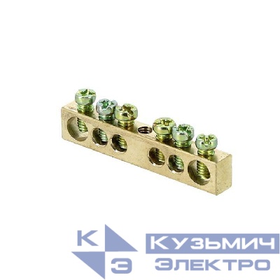 Шина PEN "ноль-земля" 6х9 6 отвер. латунь крепеж по центру PROxima EKF sn0-63-06