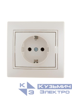 Розетка 1-м СП Mira 16А IP20 с заземл. со вставкой керамика жемчуж./бел. перламутр. LEZARD 701-3030-122