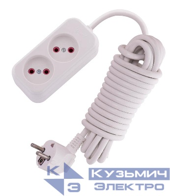 Удлинитель 2х5м без заземл. 16А IP20 Lila с выкл. LEZARD 720-0205-203