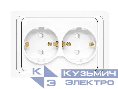 Розетка 2-м СП Валери 16А IP20 с заземл. защ. шторки бел. UNIVersal В0128x