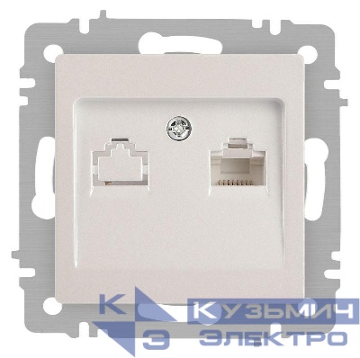 Розетка компьютерная 1-м СП Accent 6-303-06 RJ45 IP20 перламутр. Intro Б0063636