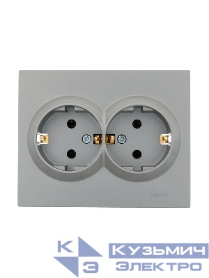 Розетка 2-м СП VESNA с заземл. ПБТ платина LEZARD 742-3500-127B