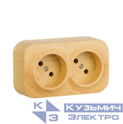 Розетка 2-м ОП Quteo 16А IP20 250В 2х2P без заземл. без защ. шторок дерево IEK 782281