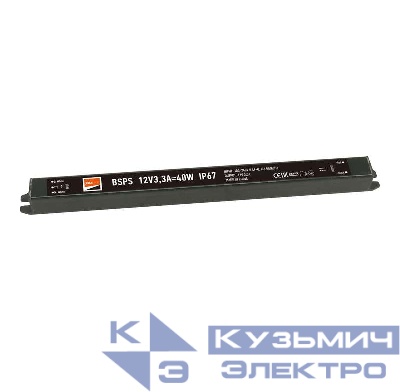 Блок питания для светодиодной ленты 40Вт 3.3А 12В IP67 BSPS влагозащ. метал. JazzWay 3329266A