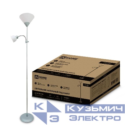Светильник ТНО 02С 60Вт E27/E14 230В торшер напольн. под лампу на основании серебр. IN HOME 4690612042671