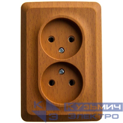 Розетка угловая 2-м ОП Этюд 16А IP20 без заземл. без защ. шторок бук SE PA16-105T