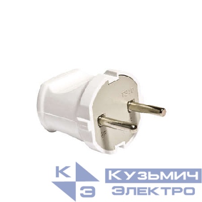 Вилка электрическая 6А 250В без заземл. бел. (еврослот) UNIVersal А113