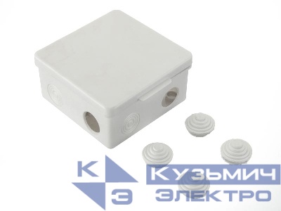 Коробка распаячная для открытой проводки 100*100*50мм (квадратная), 8 входов с гермовводами, IP54, серая