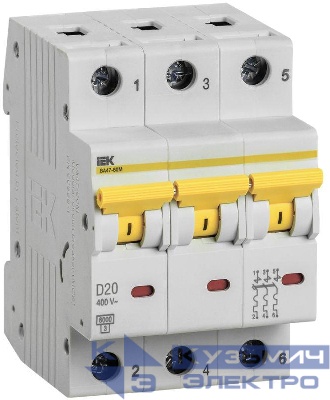 Выключатель автоматический модульный 3п D 20А 6кА ВА47-60M KARAT IEK MVA31-3-020-D