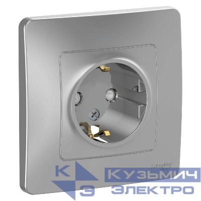 Розетка 1-м СП Blanca 16А IP20 250В с заземл. защ. шторки алюм. SE BLNRS001113