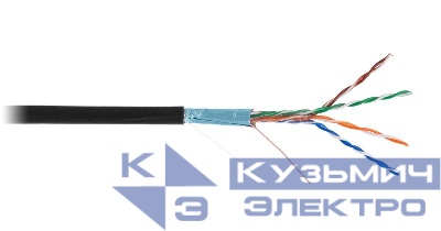 Кабель F/UTP кат.5E (класс D) 4 пары 100МГц ОЖ BC чистая медь внешн. PE до -40град.C черн. (уп.305м) NETLAN EC-UF004-5E-PE-BK