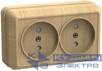 Розетка 2-м ОП Октава 10А IP20 без заземл. сосна GENERICA ERO20-K03-10-DC