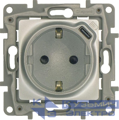 Розетка USB C Etika 16А 250В 1500мА 7.5Вт с заземл. защ. шторки безвинт. зажимы алюм. IEK 672488