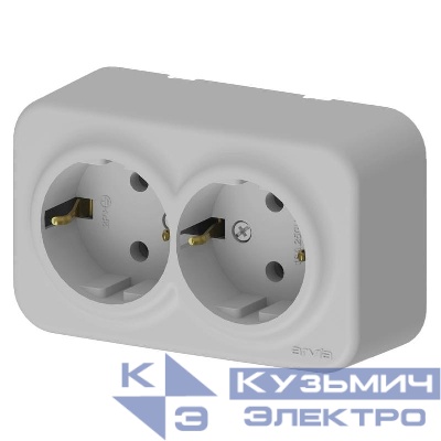 Розетка 2-м СП ARIA 16А IP20 с заземл. сер. ARVIA 25 22 1000 907