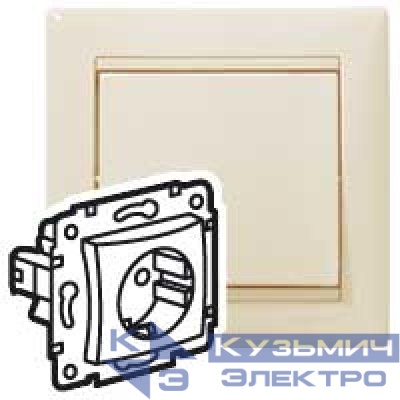 Механизм розетки 1-м СП Valena 2К+З защ. шторки с заземл. нем. станд. сл. кость (DIY-упак.) Leg 695613