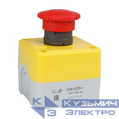 Пост кнопочный OptiSignal D22 C5-BK-1-ESTR-11 1НО+1НЗ авар. стоп. возврат поворотом XALK178E КЭАЗ 338522