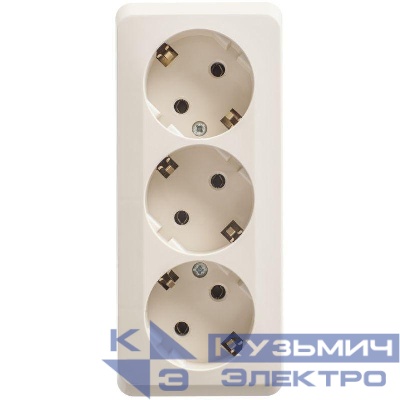 Розетка 3-м ОП Этюд 16А IP20 250В с заземл. без защ. шторок крем. SE PA16-011K