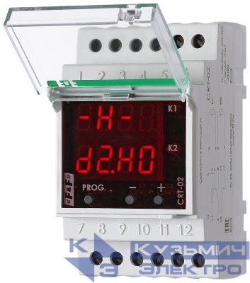 Регулятор температуры CRT-02 2-канал.; диапазон температур от -50 до +140град.C; многофункц.; цифровая индикация; выносн. датчики с термоустойч. проводом; 3 модуля; монтаж на DIN-рейке; 100-264В AC/DC 2х16А 2NO/NC IP20 F&F EA07.001.015