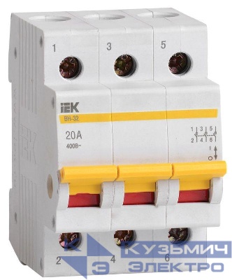 Выключатель нагрузки (мини-рубильник) 3п 20А ВН-32 KARAT IEK MNV10-3-020